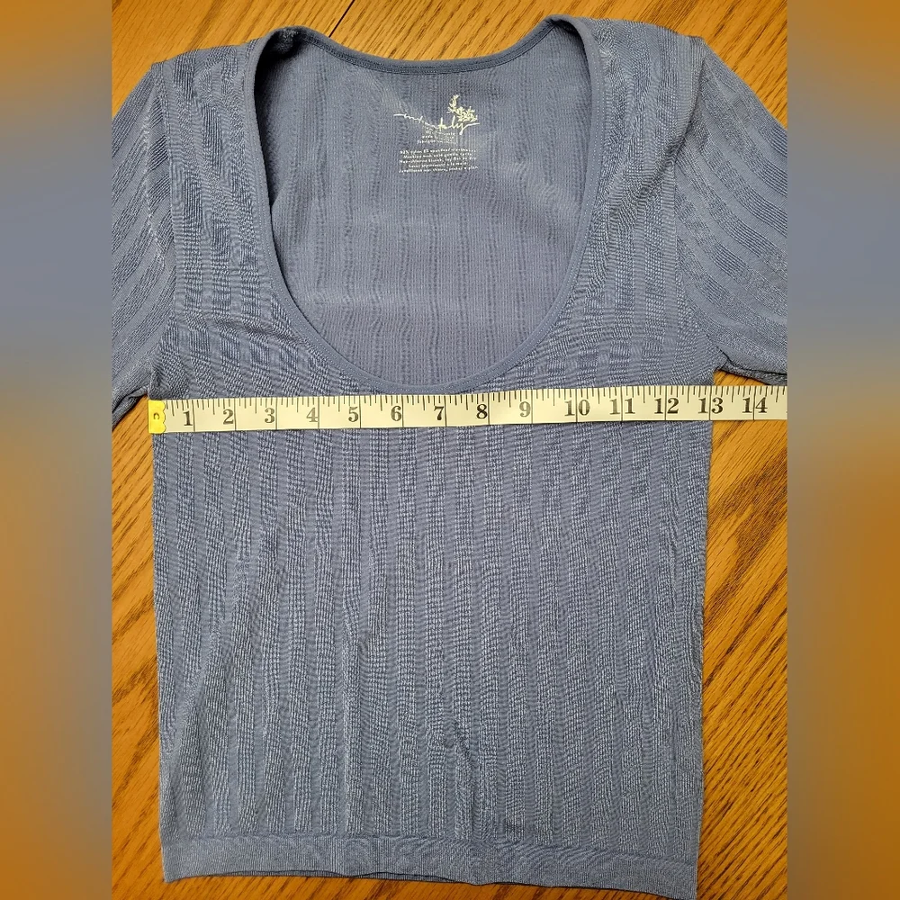 Free People Intimately Lucky You Layering Scoop Neck Shirt Sky Blue Size XS/S